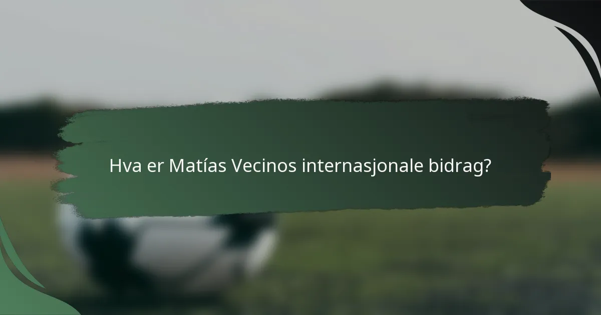 Hva er Matías Vecinos internasjonale bidrag?